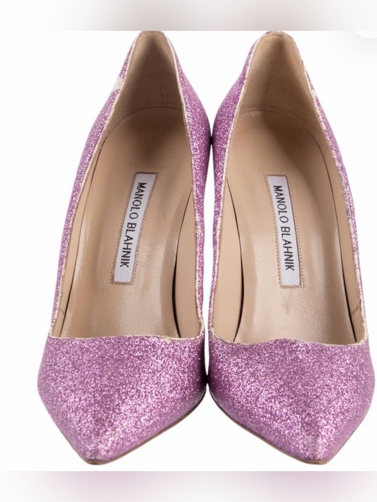 Manolo Blahnik Shoes - Manolo Blahnik Lavender Pink Glitter Pointed Pumps